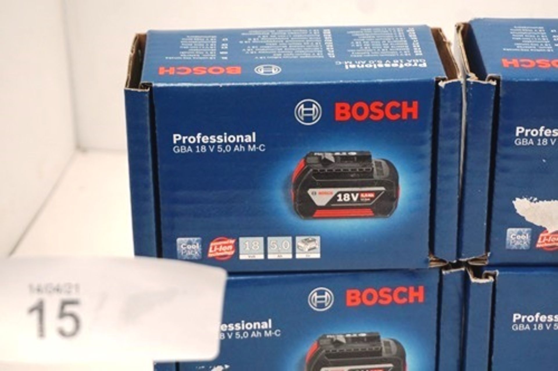 4 x Bosch GBA 18V 5.0Ah M-C batteries, model 1600A002U5, RRP £40.00 each (TC3) - Image 2 of 2