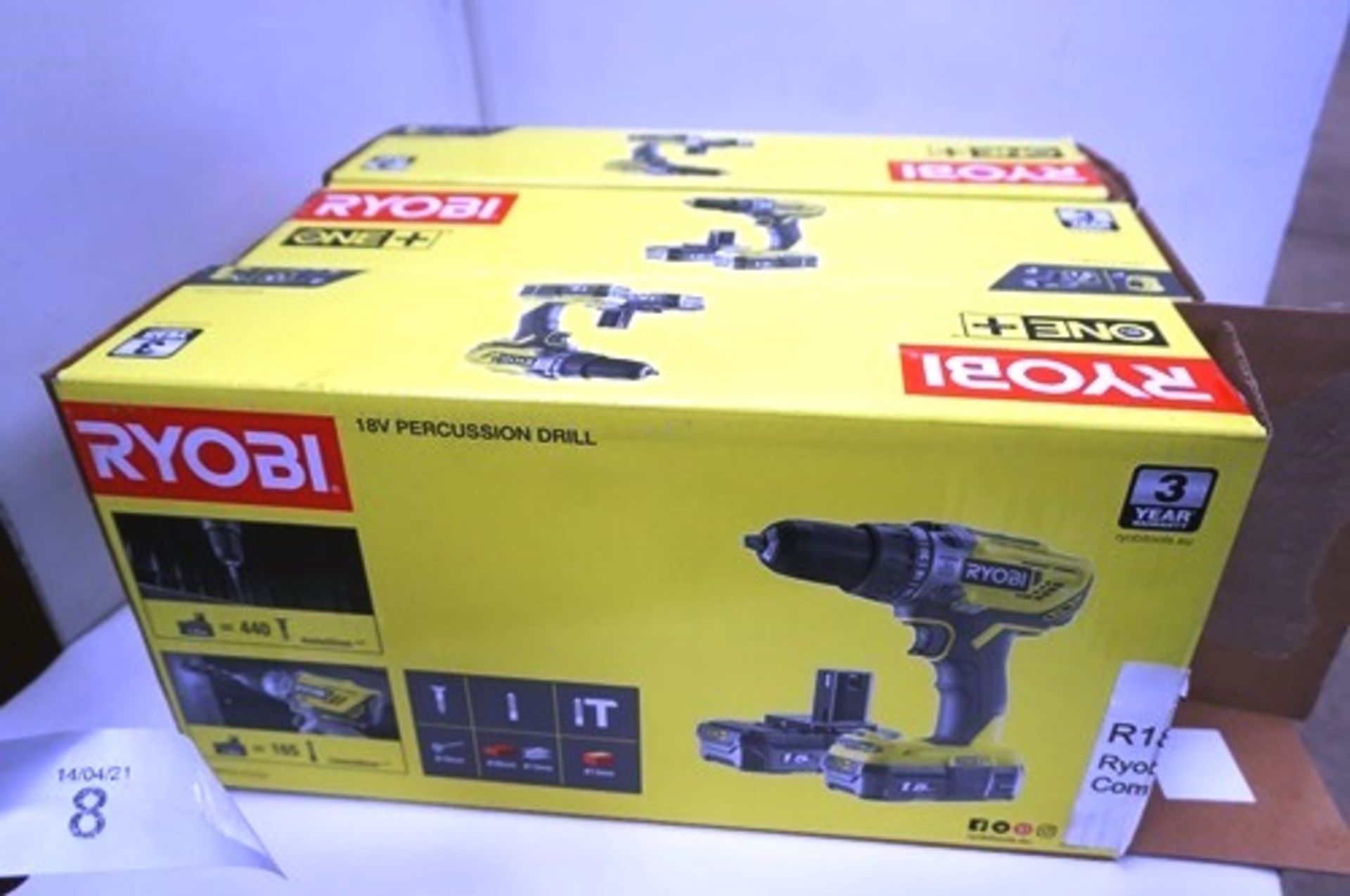 3 x Ryobi 18V percussion cordless drill sets, body only, no battery or charger (TC3) - Image 2 of 2