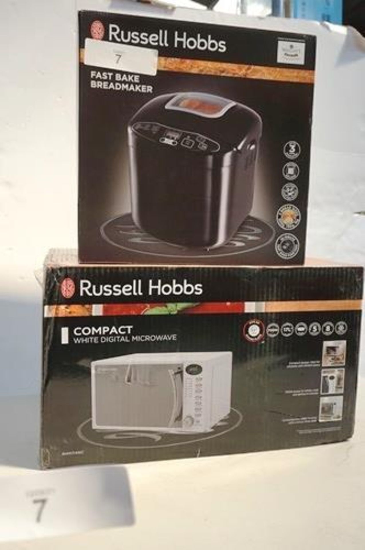 1 x Russell Hobbs white digital microwave, model RHM1714WC, together with 1 x Russell Hobbs Fast