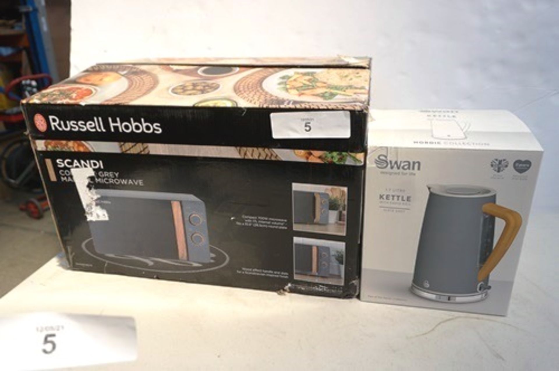 1 x Russell Hobbs grey Scandi microwave, model RHMM713G-N, together with 1 x Swan grey Nordic