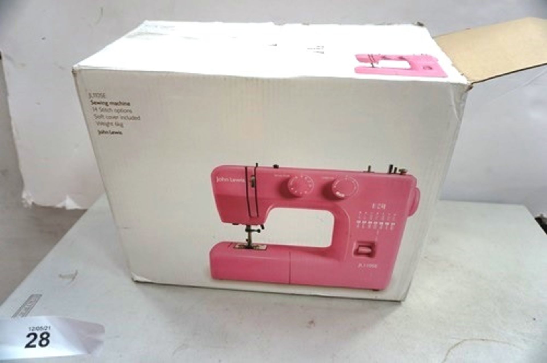 1 x John Lewis pink sewing machine, model JL110SE - New in box (ES3)