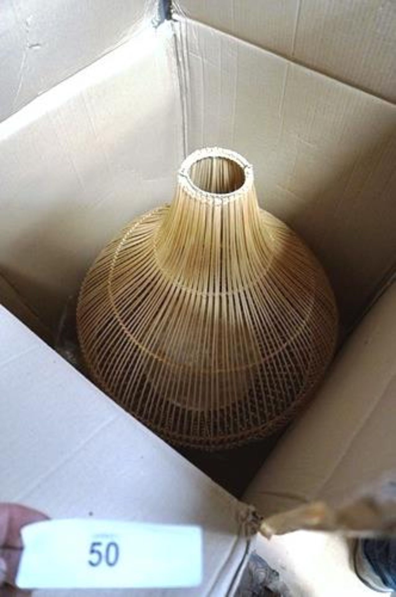1 x wicker floor lamp, model 3296 together with 1 x unbranded wicker ceiling light shade - New in - Image 2 of 3