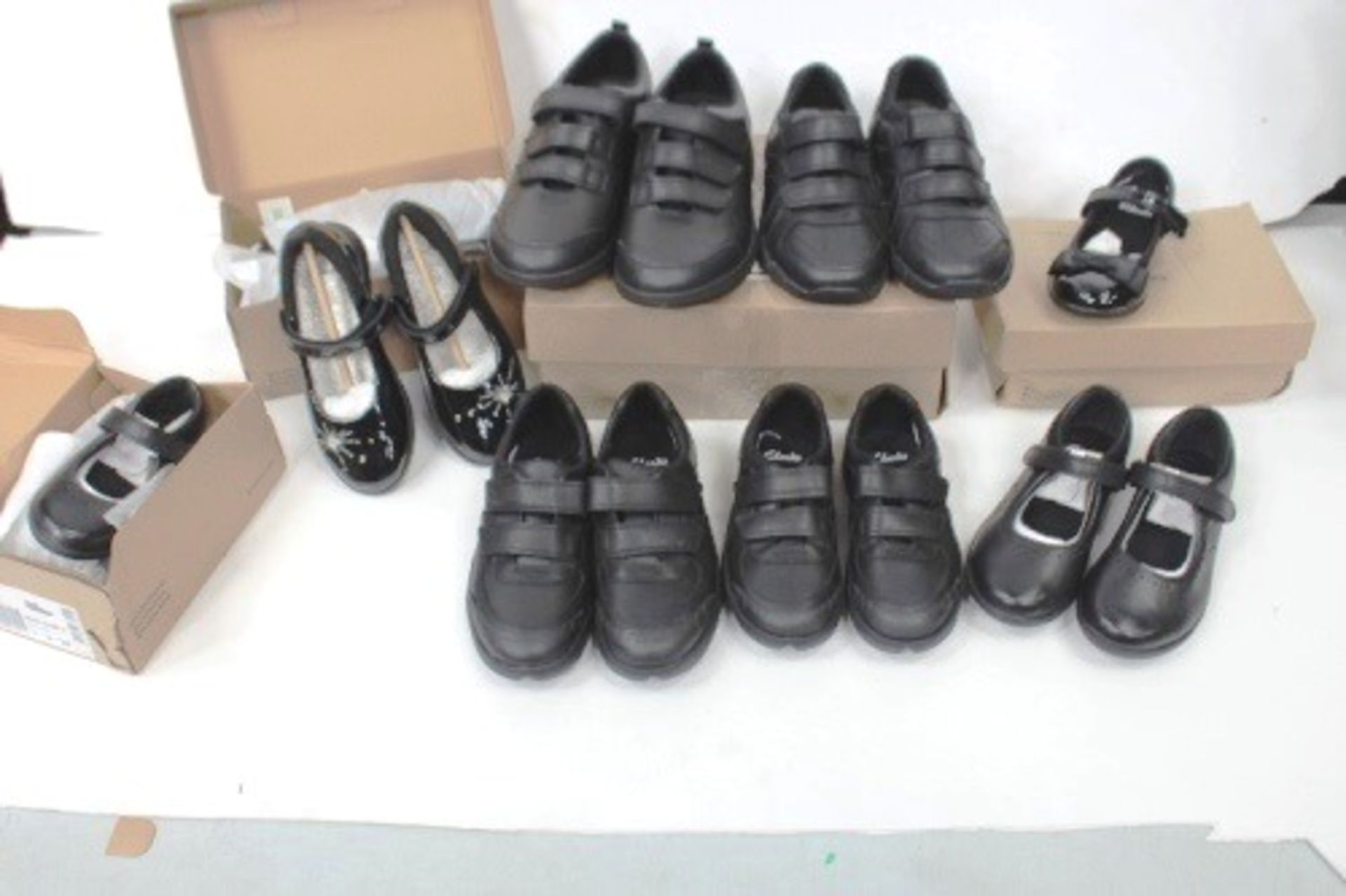 10 x Pairs Clarks children's black shoes various styles / sizes - New (ES10D)