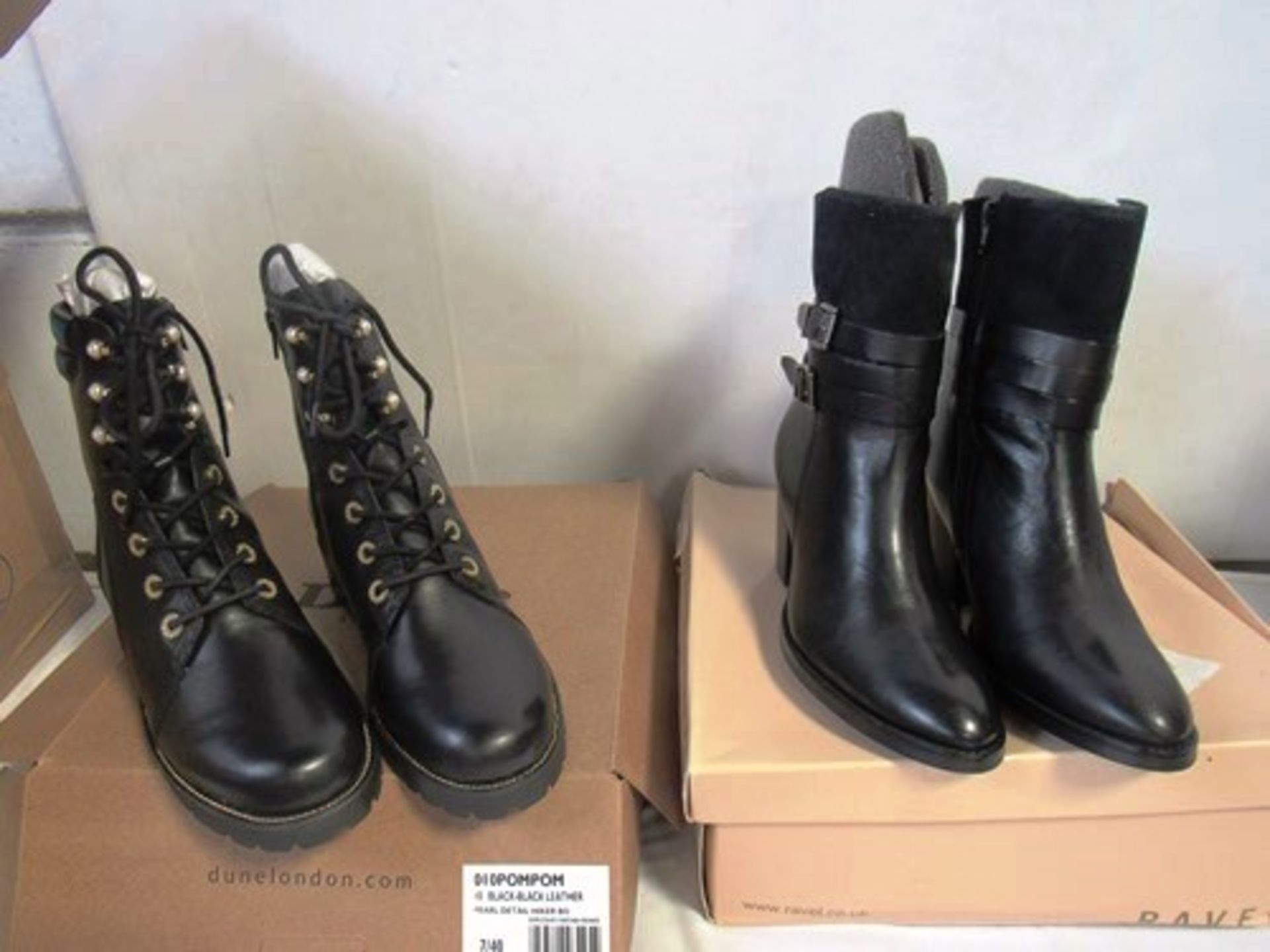 1 x pair of Dune hiker boots, size 7 and 1 x pair of Ravel boots, size 6 - New in box (ES13C)