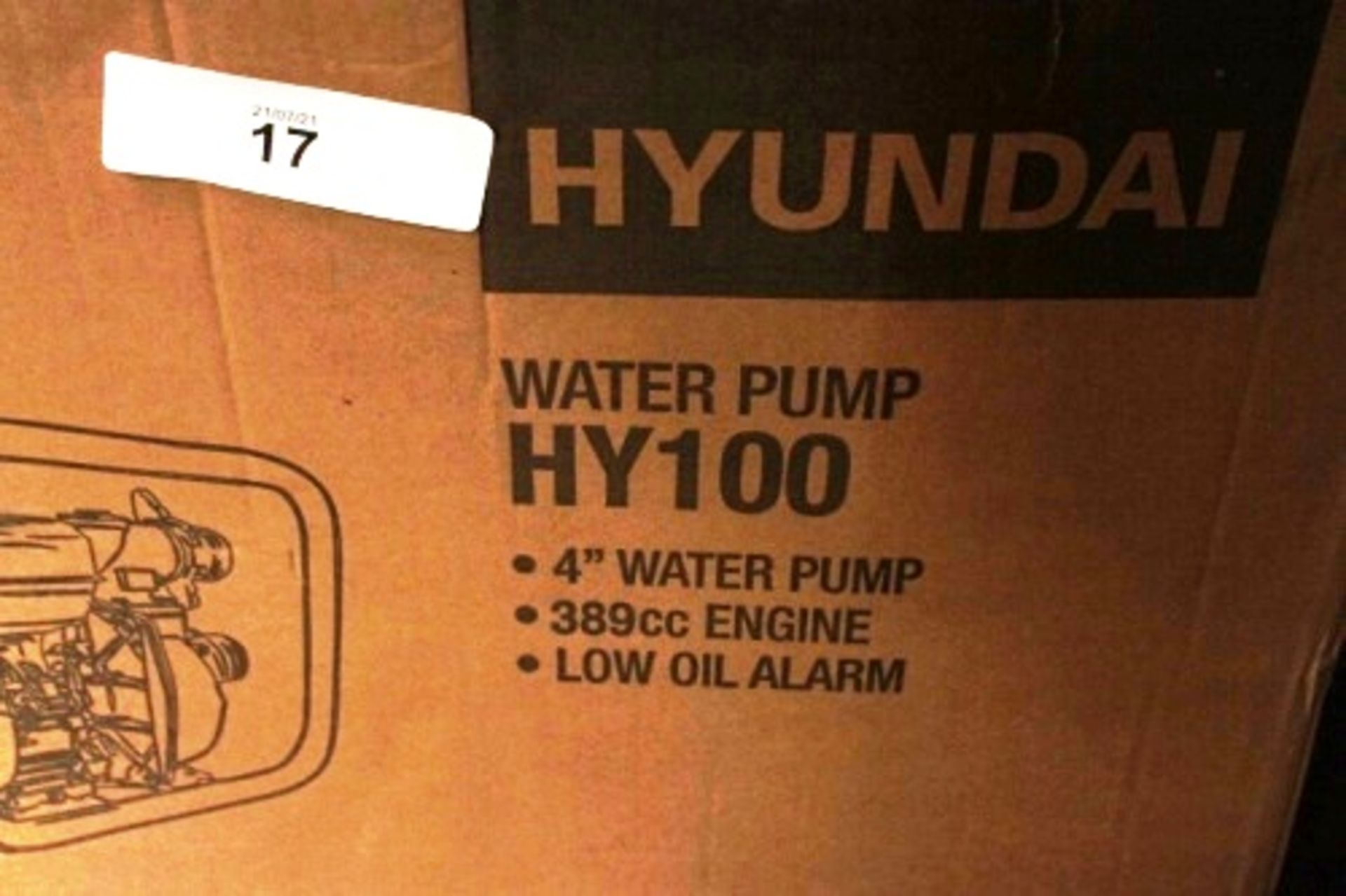 1 x Hyundai petrol water pump, model HY100, 13HP, 1250ltr/min 389cc - New in box (ES5end)