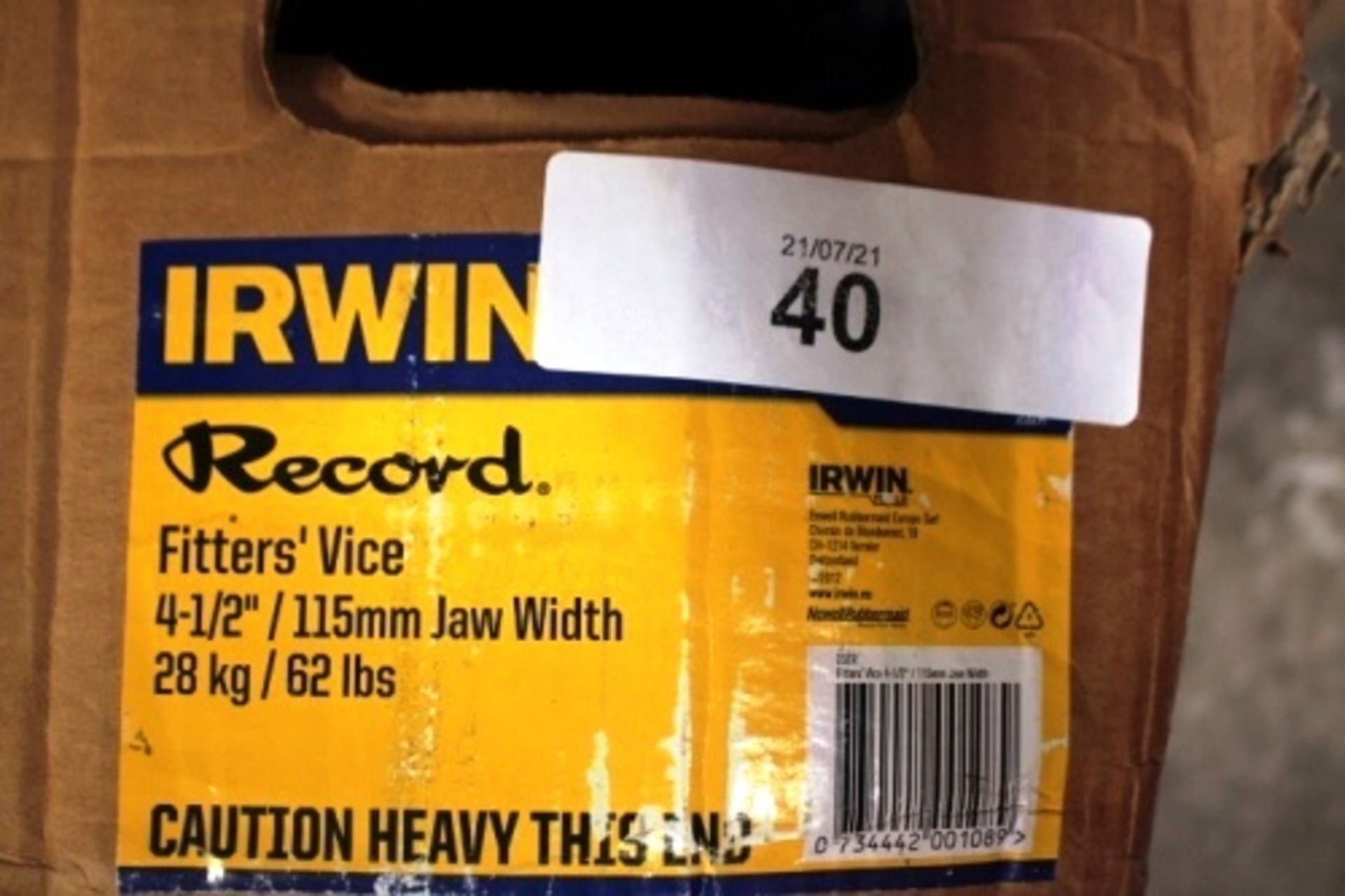 1 x Irwin Record No. 23 fitters vice with 115mm jaw width - Grade B (ES5end) - Image 2 of 2