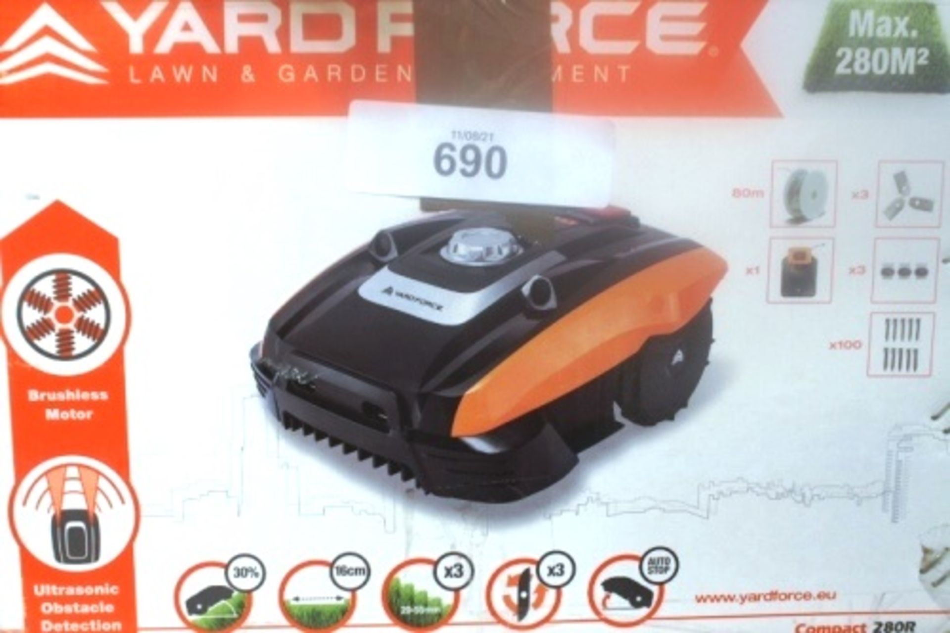 1 x Yardforce Compact 280R Robotic Mower - New in open box (ES11B)