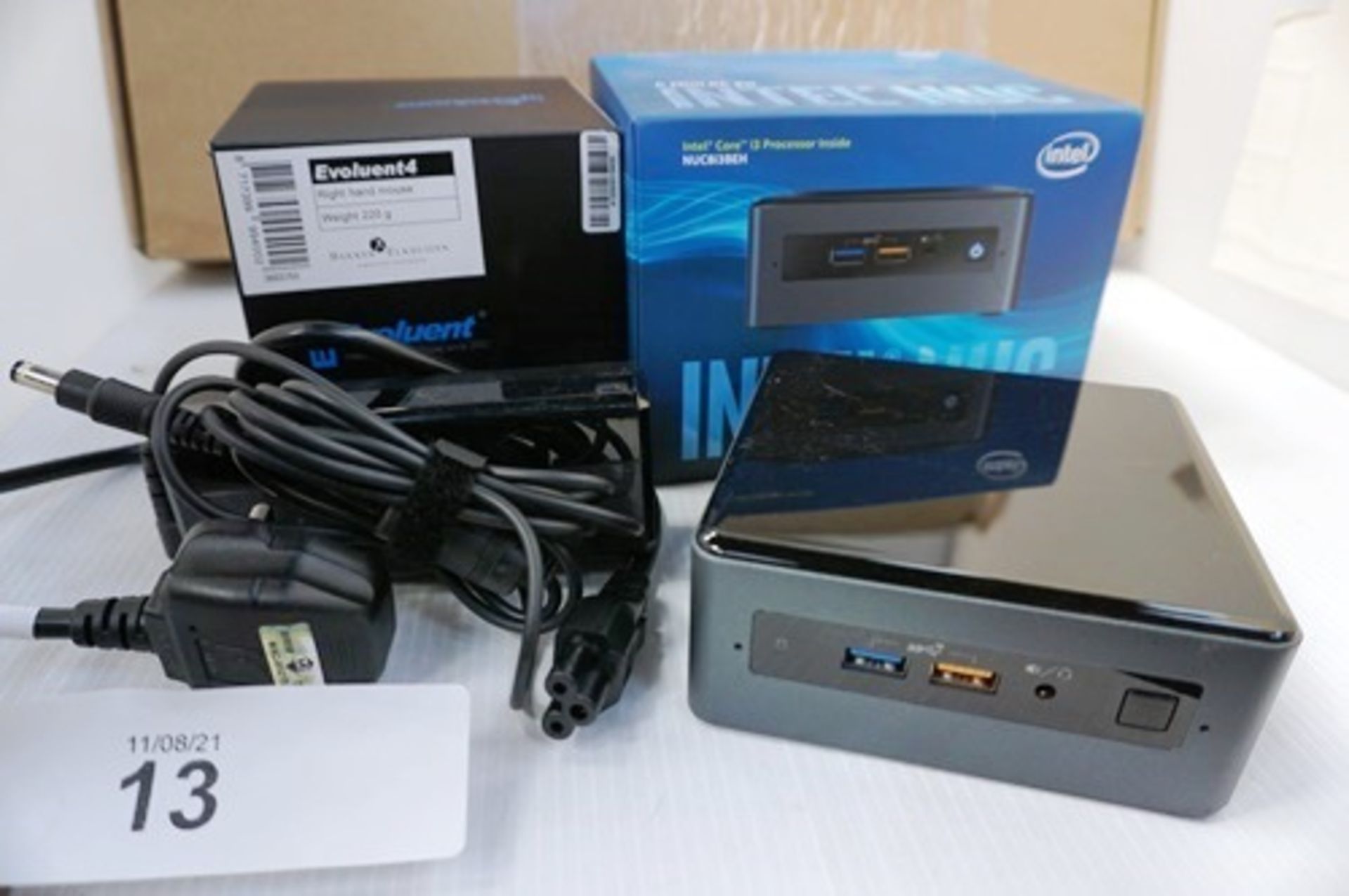 1 x Intel NUC 8 i3 mini PC, model NOC813B, factory reset, second-hand, together with 1 x Evoluent - Image 6 of 7