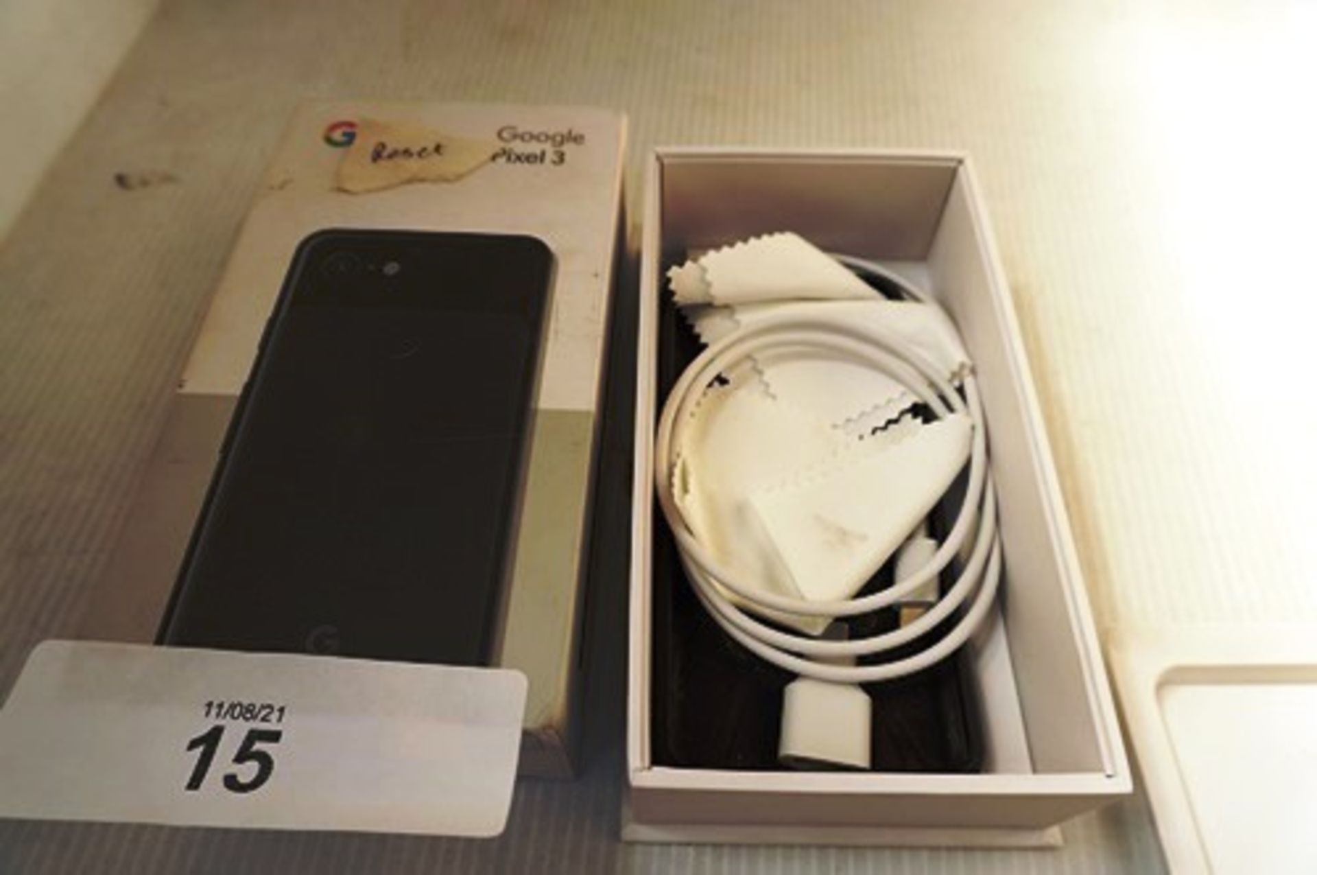 1 x Google Pixel 3 phone, 64gb, model G013A, IMEI: 990012001484812, with power cable, factory - Image 2 of 4