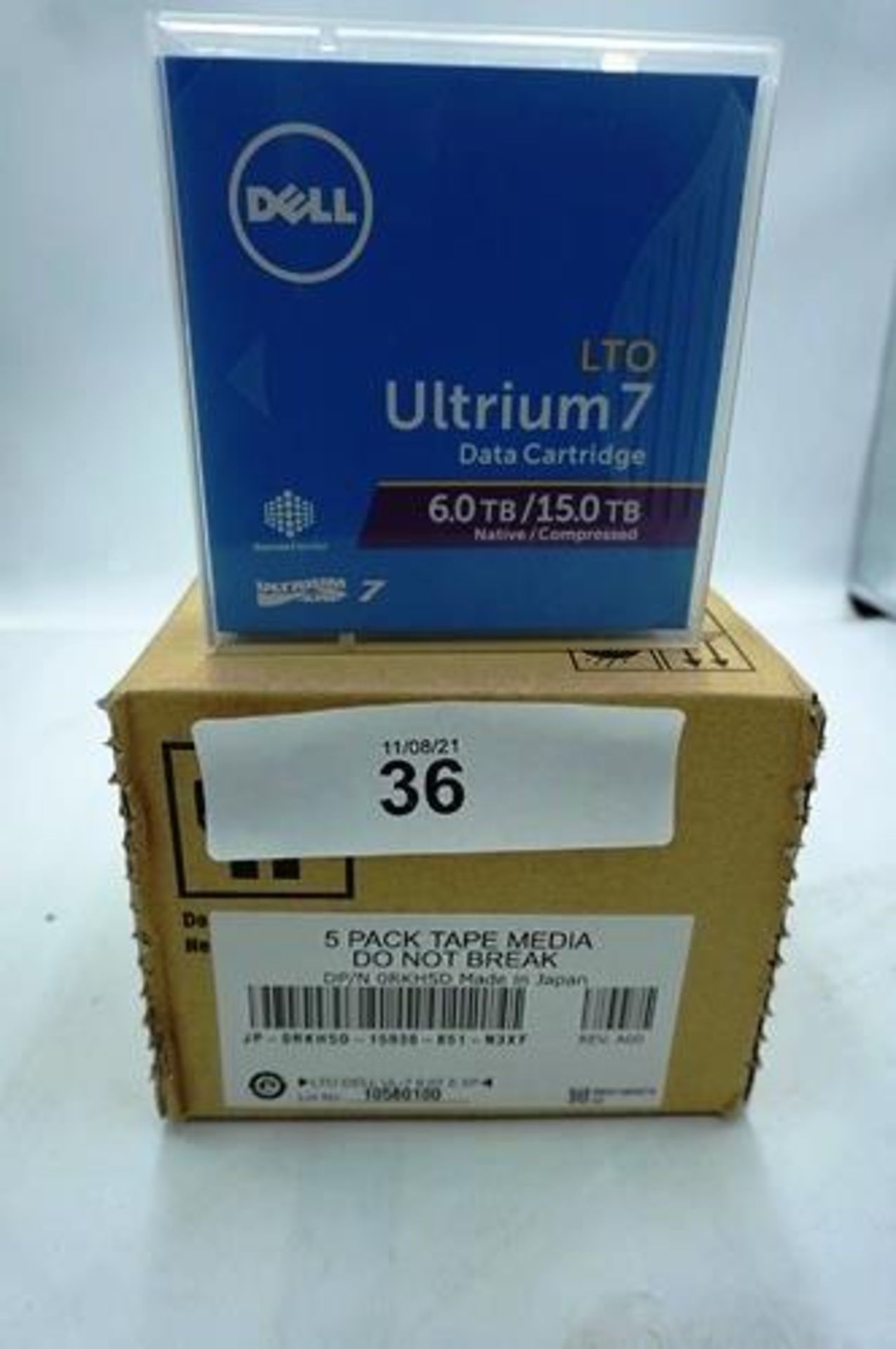 6 x Dell Ultrium 7 LTO data cartridges, 6.0/15.0TB, model 07J4HF - Sealed new in box (C1)