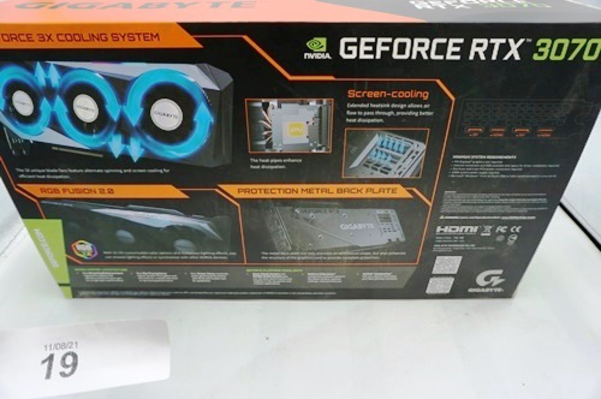 1 x NVIDA GeForce RTX 3070 graphics card, model GV-N3070 gaming OC-8GD - Sealed new in box (C1) - Image 3 of 3