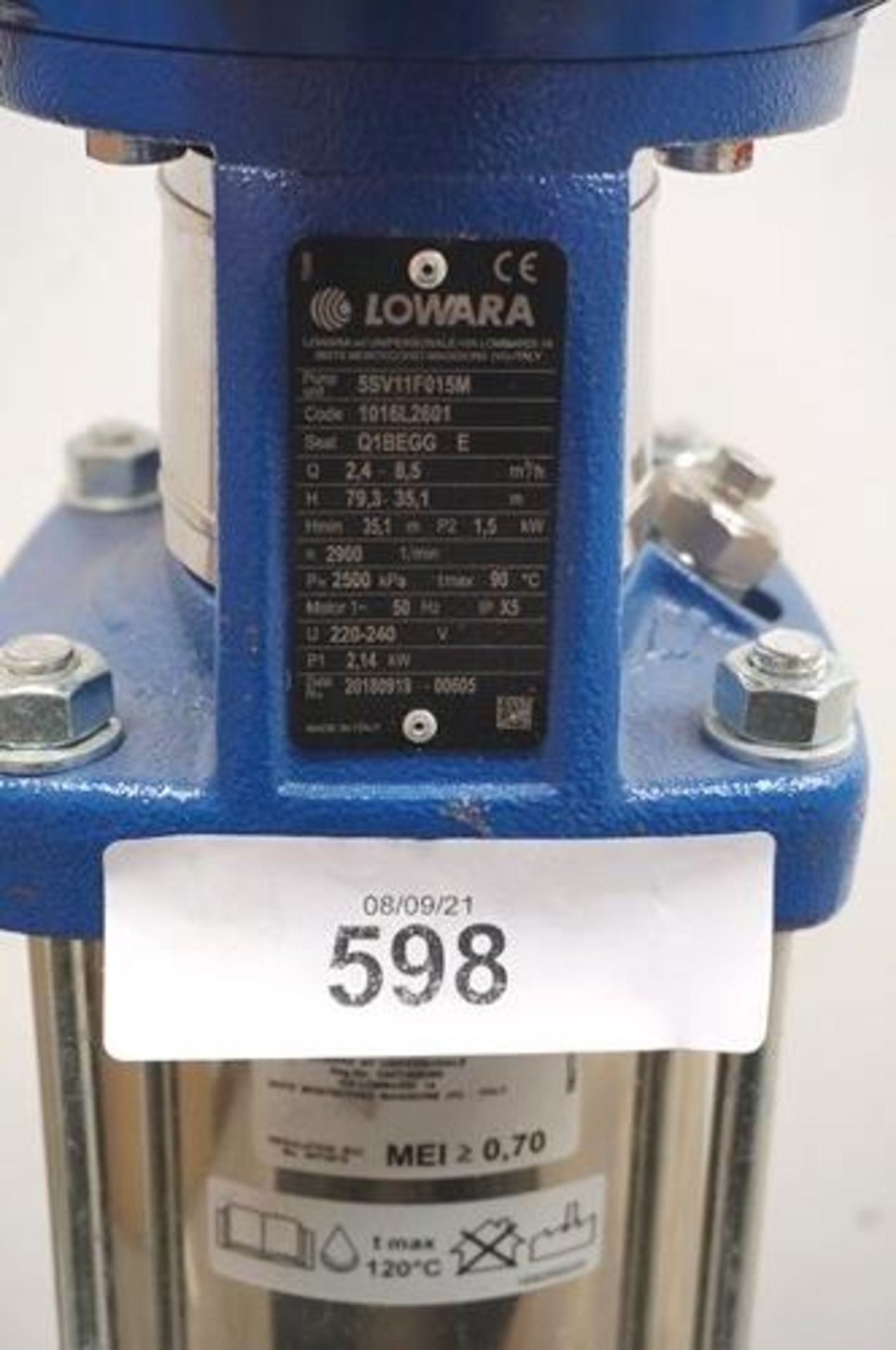 1 x Lowara water pump, model 5SV11F015M, 240V, 2.14kw (GS35C) - Image 2 of 2