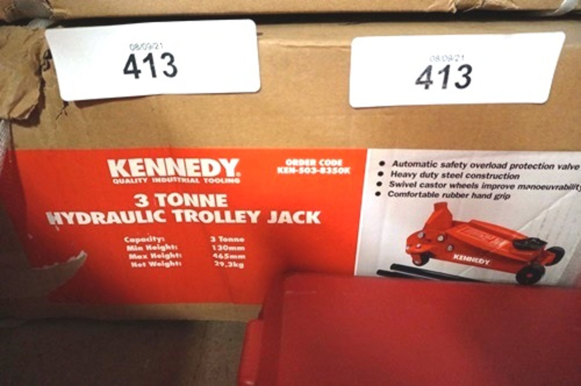 1 x Kenney 3 tonne hydraulic trolley jack, model KEN-503-835OK - Sealed new in box (GS13)