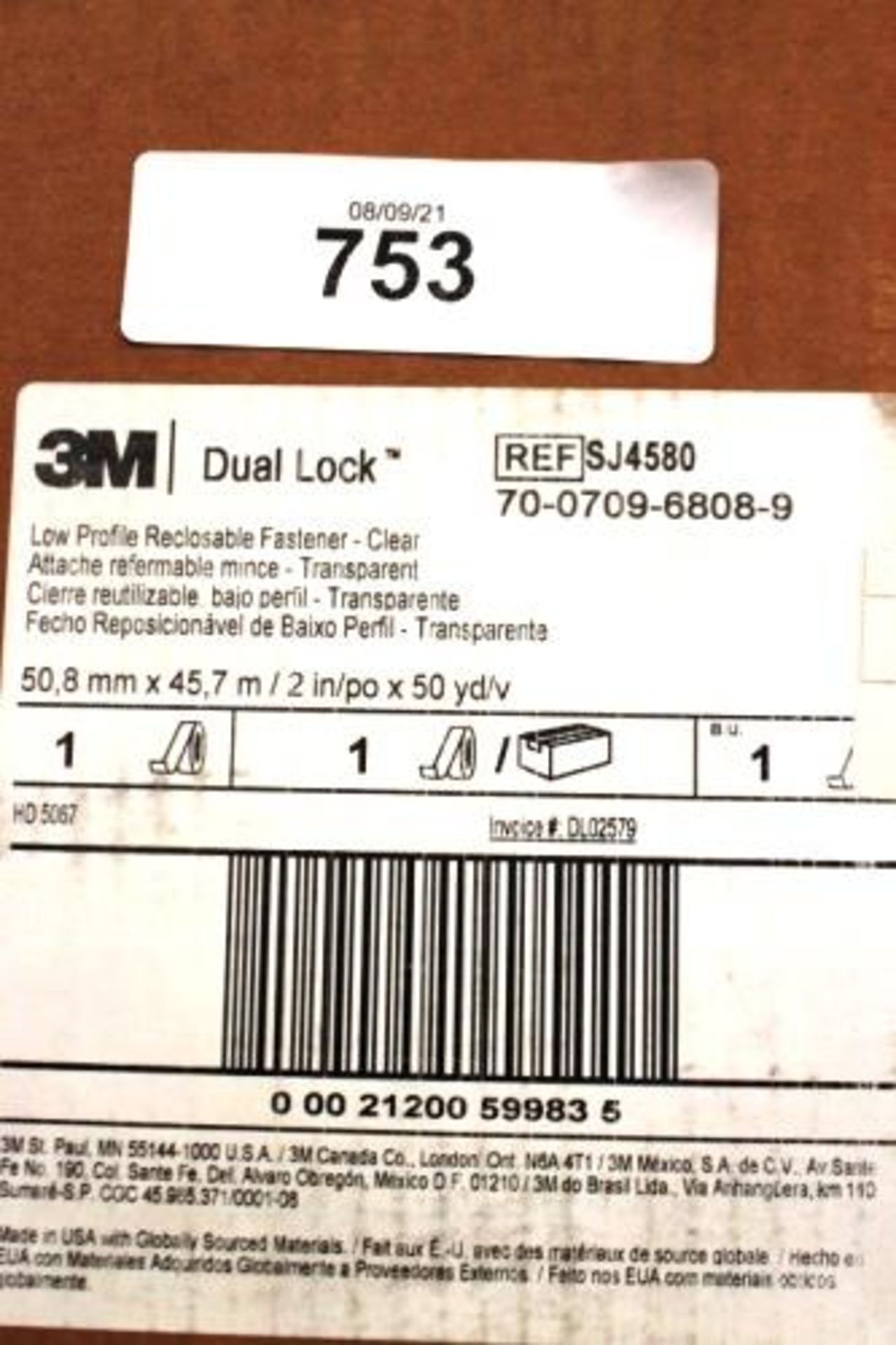 16 x 45m rolls of 3M dual lock low profile re-closable fastener, model 59953 - Grade B (GS30) - Image 3 of 3
