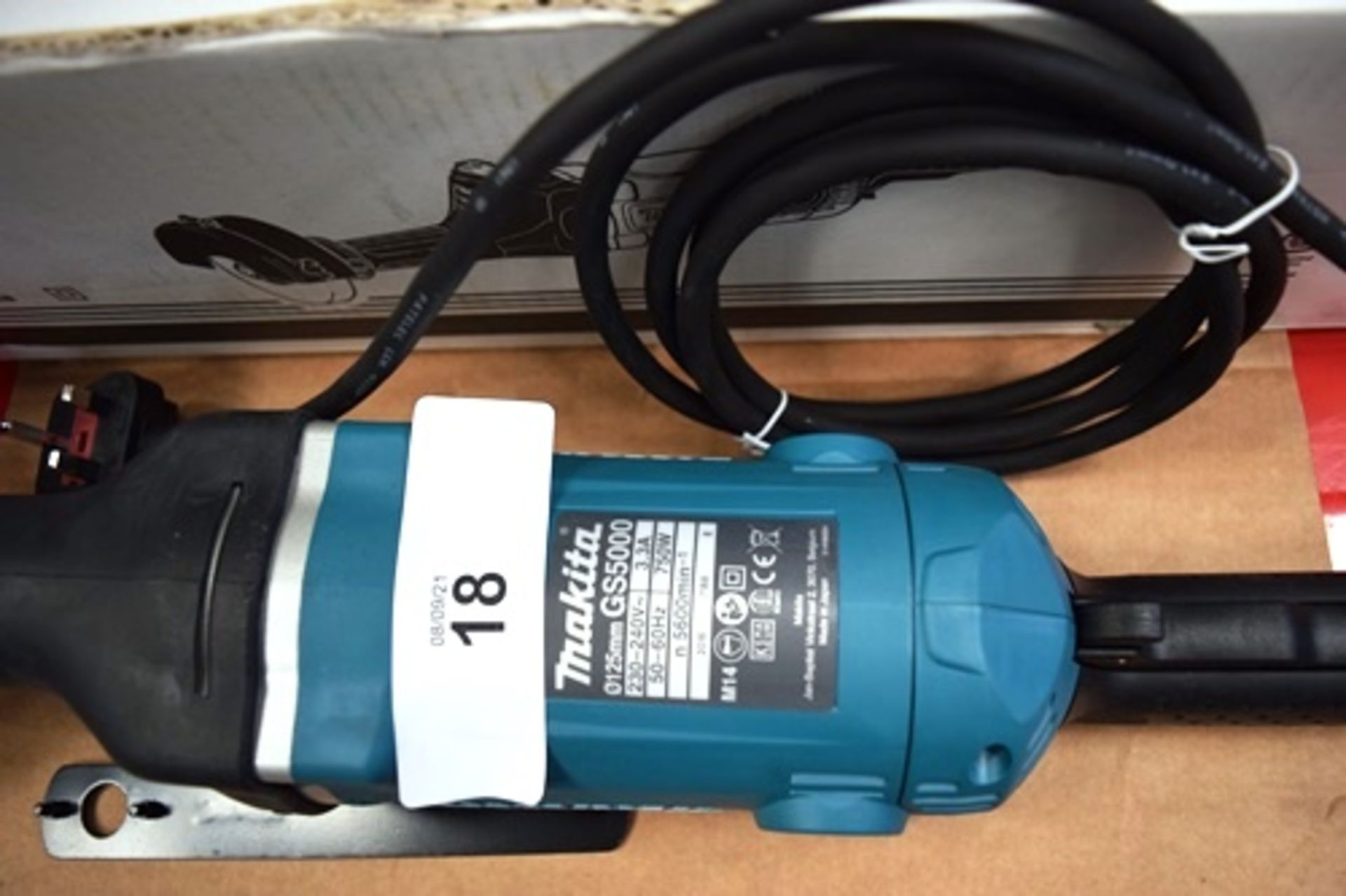 1 x Makita 5" straight grinder, model GS5000, 240V with manual and original box, 1 x Makita charger, - Image 2 of 4