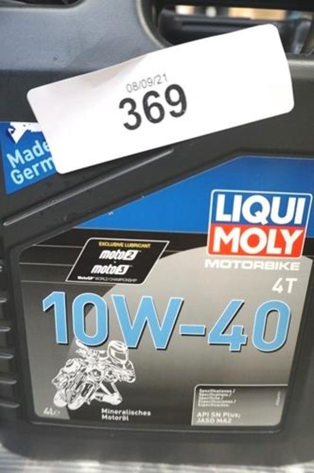 2 x 4ltr bottles of Liqui Moly motorbike 4T 10W-40 engine oil - New (GS9) - Image 2 of 2