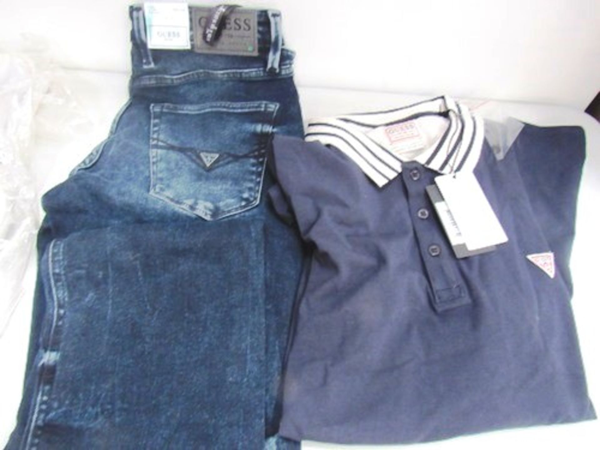 1 x pair of Guess Angelo low rise jeans size 30 x 34, 1 x Guess long sleeve polo, size XL and 2 x