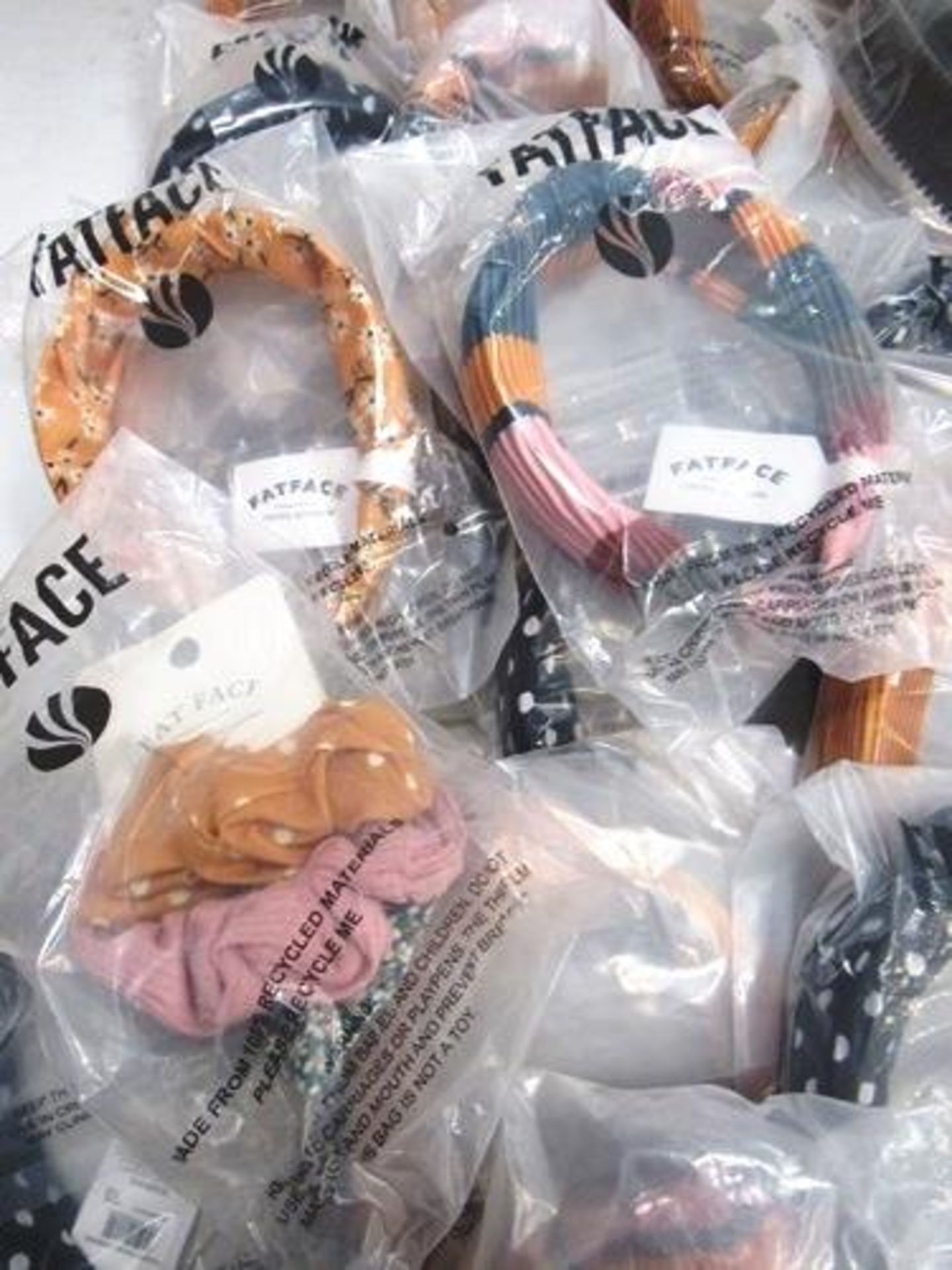 18 x Fat Face headbands, 3 x packs Fat Face scrunchies and 3 x Fat Face belts - Sealed new in