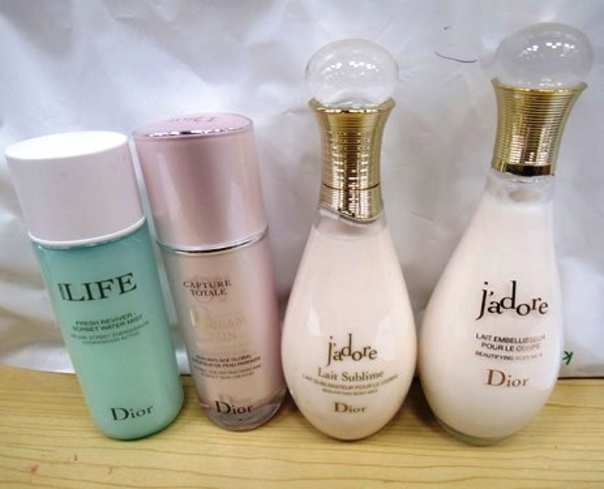 4 x Dior skin products comprisi8ng 2 x 100 ml J'Adore, 1 x 50ml Capture Totale and 1 x 50ml Hydra