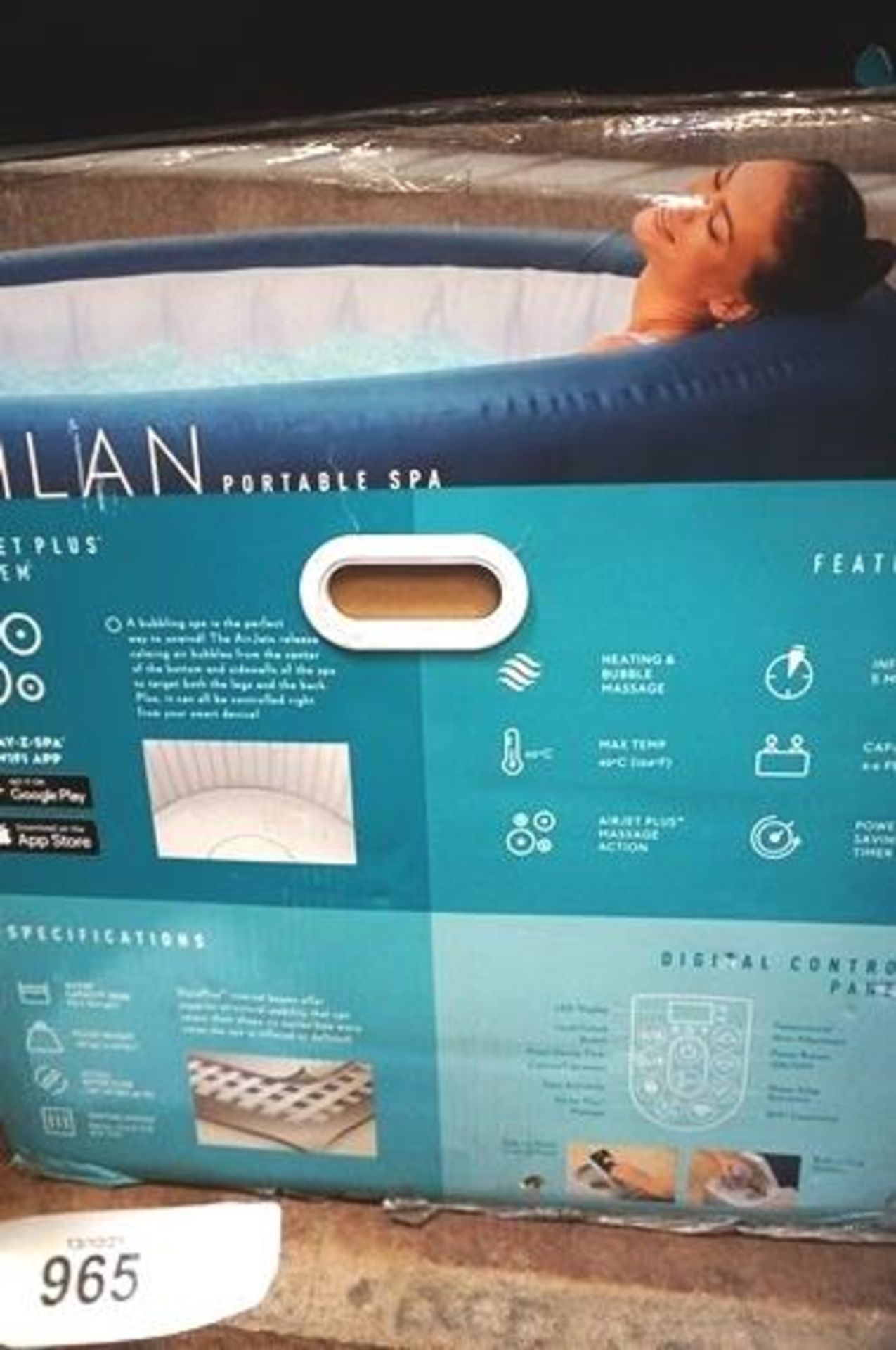 1 x Milan portable Lay-Z-Spa, model 60029, 916ltrs, 4-6 people, 2050W - Sealed new in box (GS15) - Image 2 of 2