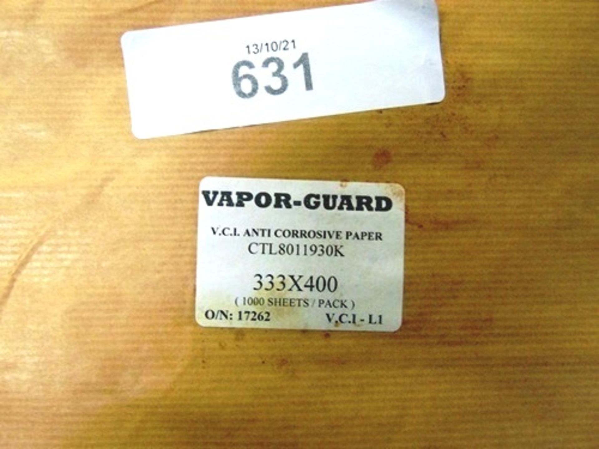 5 x Vapor Guard VCI anti corrosive paper, size 333mm x 400mm (1000 sheets per pack) (Grade B) (SW5)