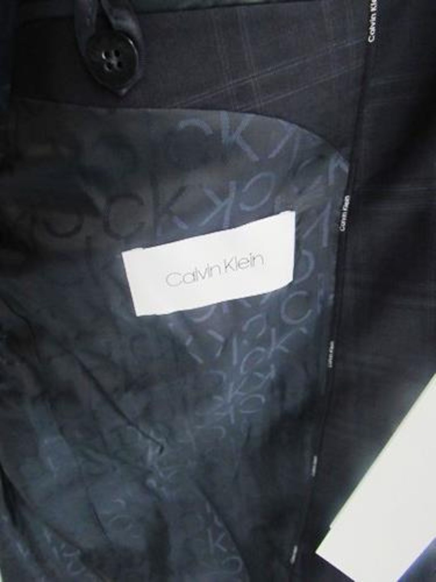 2 x men's Calvin Klein window check navy suit jackets, EU size 52 - New with tags (1B) - Image 2 of 2