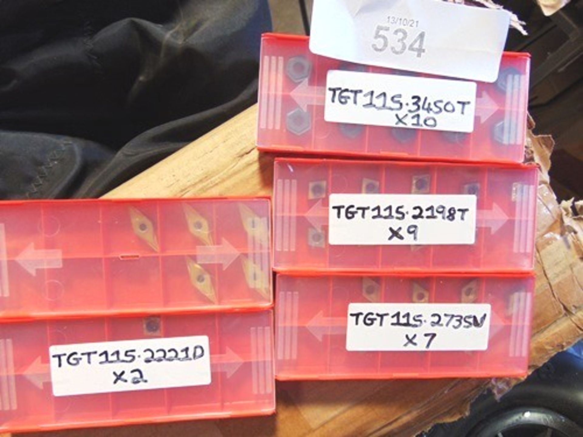 Approximately 30 x metal lathe inserts including 10 x TGT115.3450Tm 9 x TGT115.2198T, 7 x TGT115.