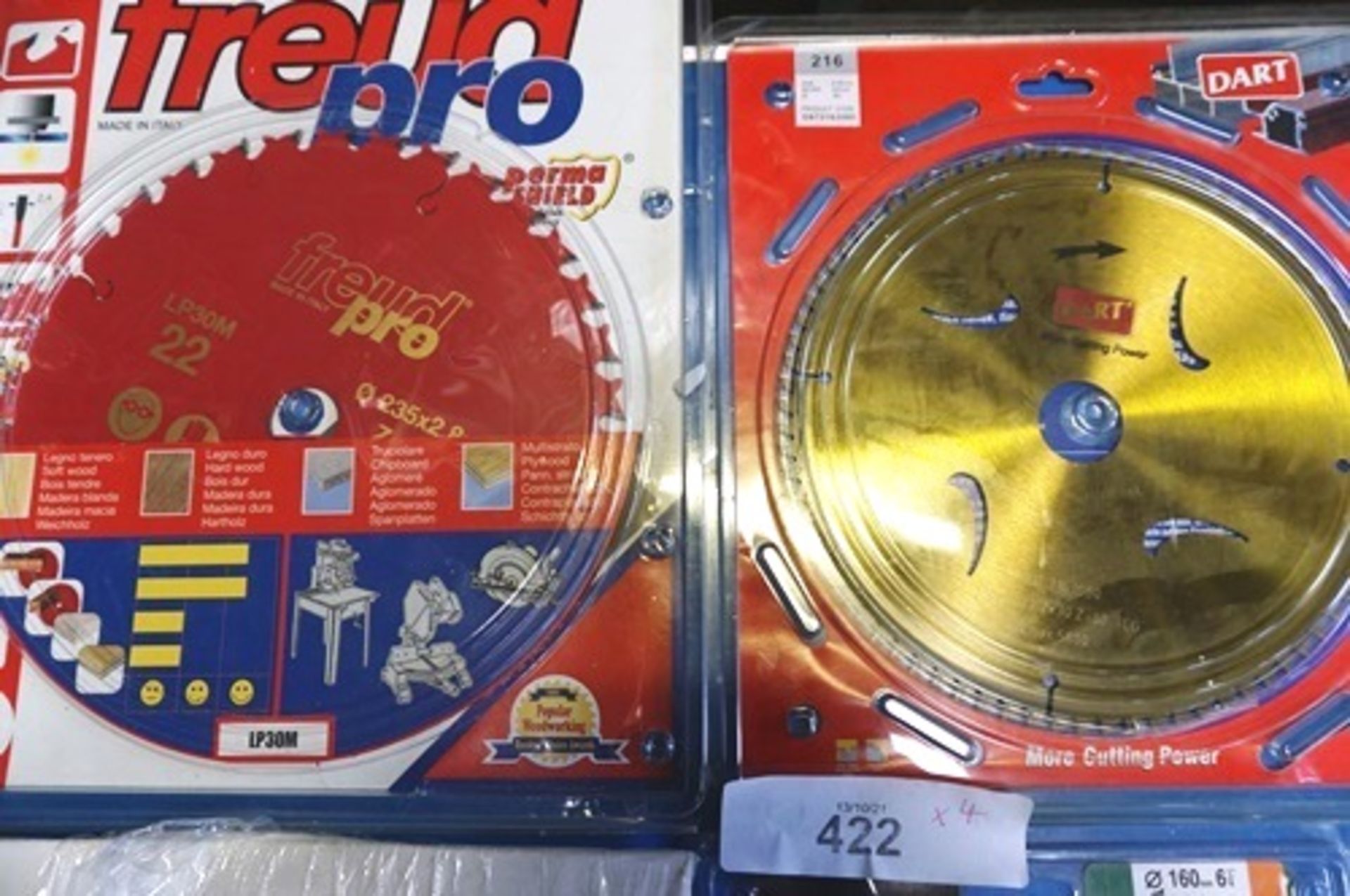 4 x assorted saw blades including 1 x Kobe 235 x 2.8 x 30mm, 1 x Dart 216mm diameter and 1 x Freud - Image 2 of 3