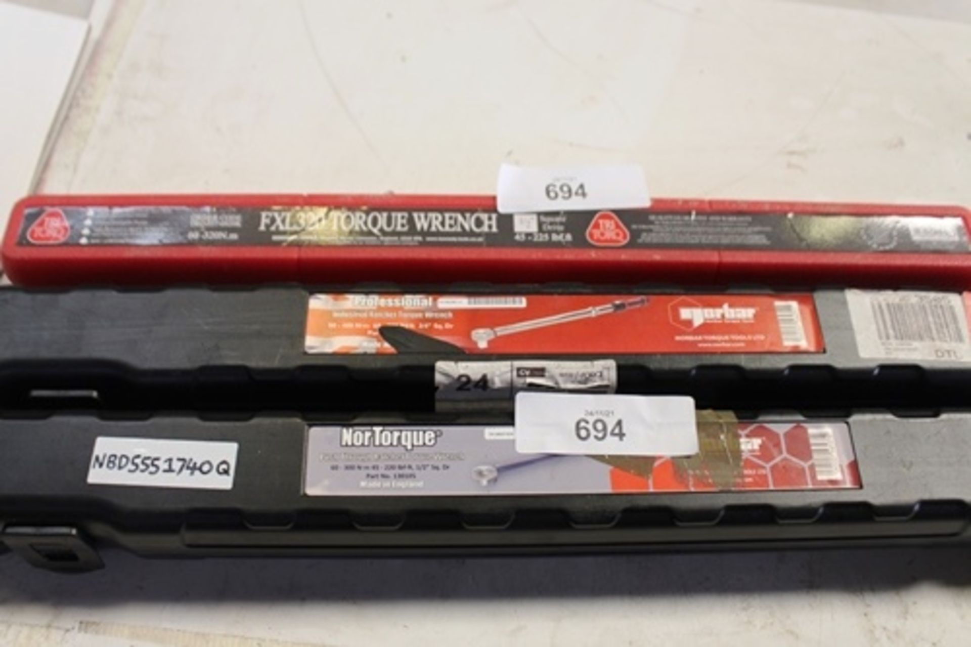 1 x Norbar 400 torque wrench, 1 x Norbar 300 torque wrench and 1 x Tritorq FXL320 0.5" drive -