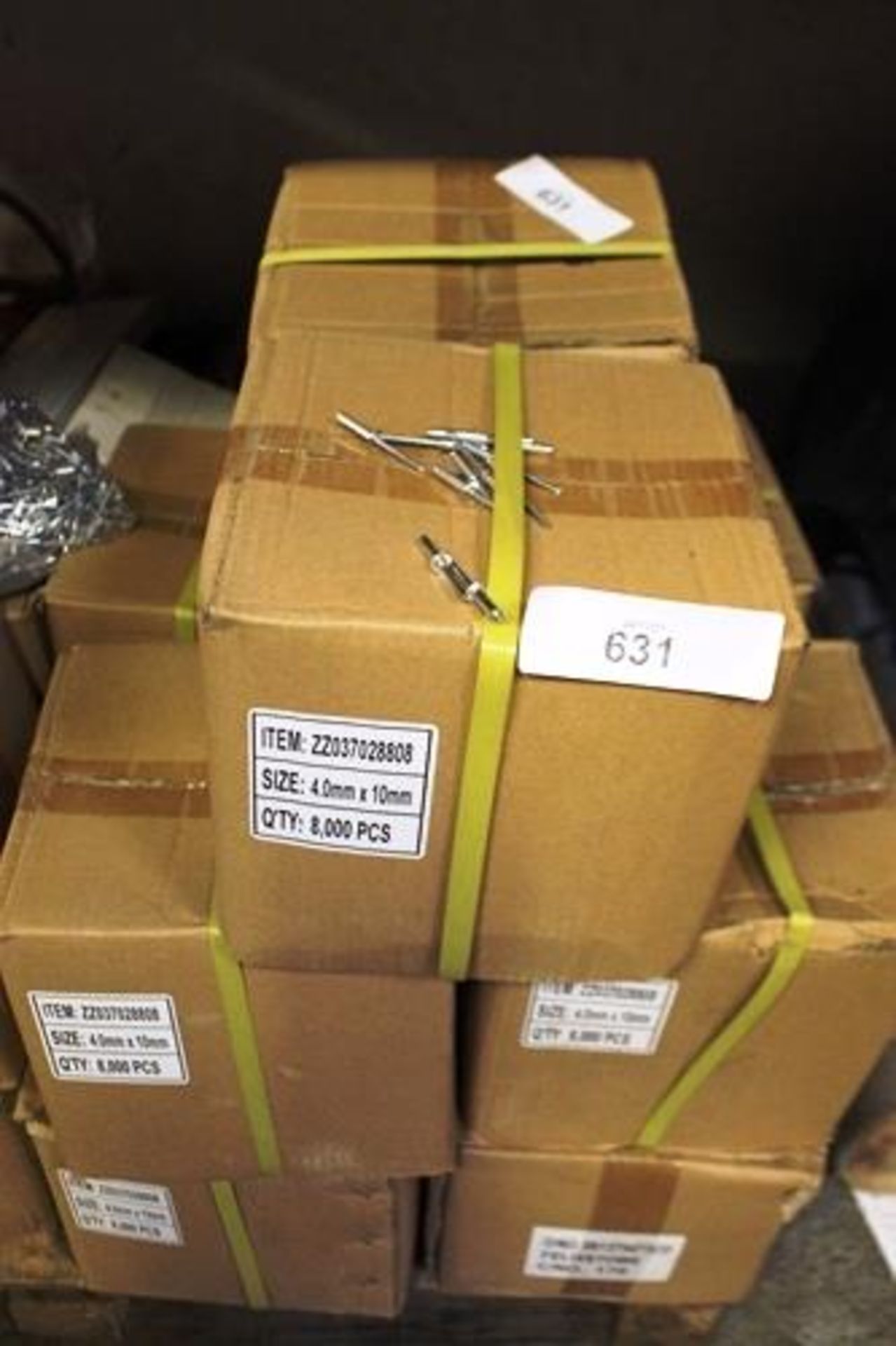 Approximately 80,000 x 4.0mm x 10mm pot rivets, item No. ZZ03702 8008 - new in box (SW4C)