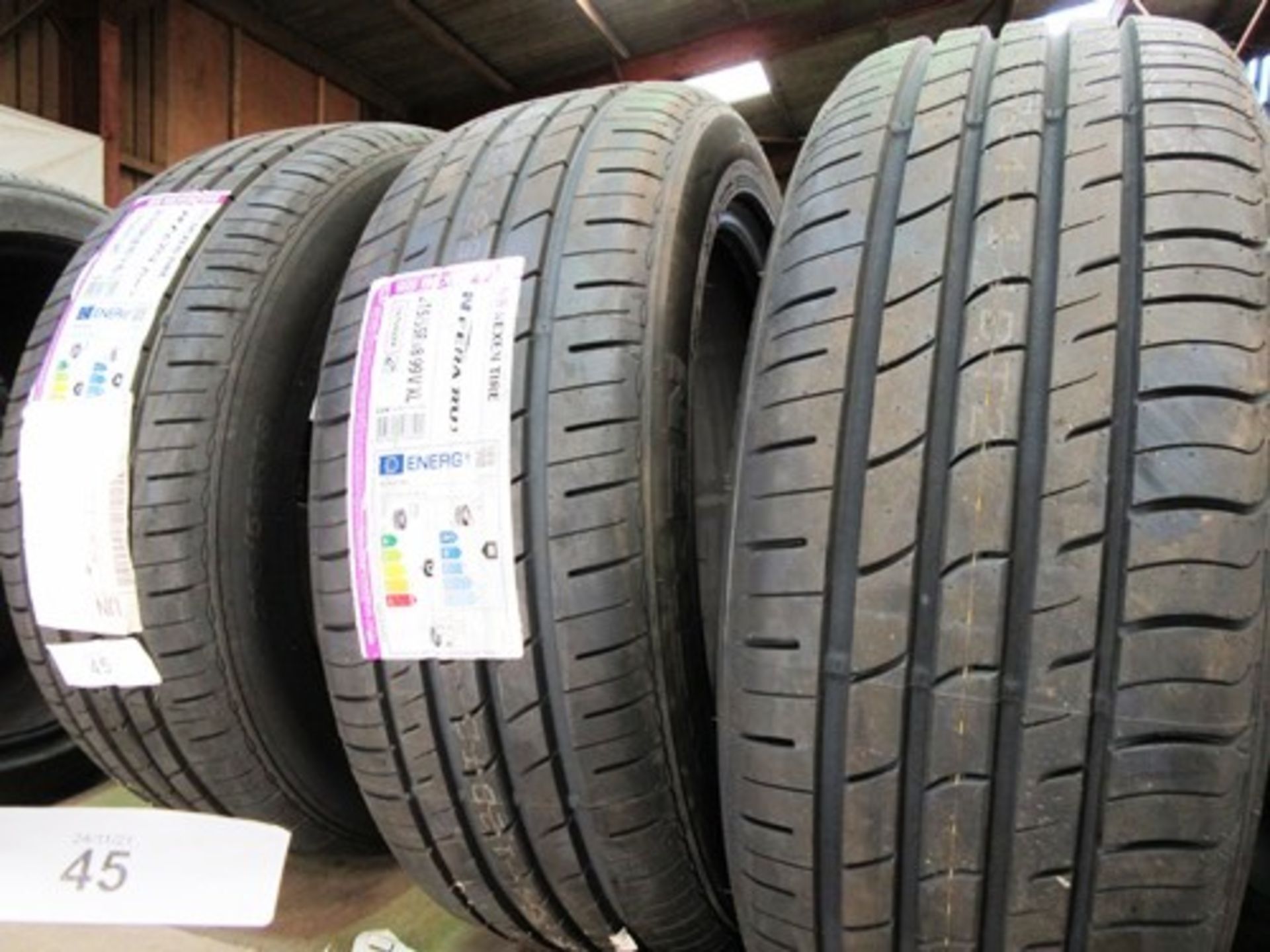 3 x Nexen N Fera RU1 tyres, size 215/55R18 99V XL, 2 new with labels and 1 x new (GS15)