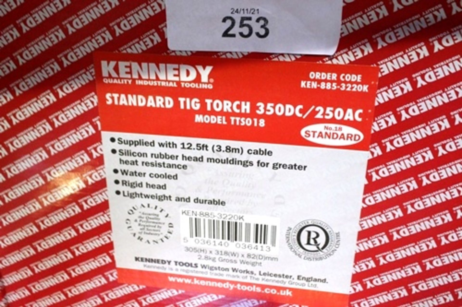 1 x Kennedy standard 350DC/250AC tig torch, model TTS018 - New in box (GS10)