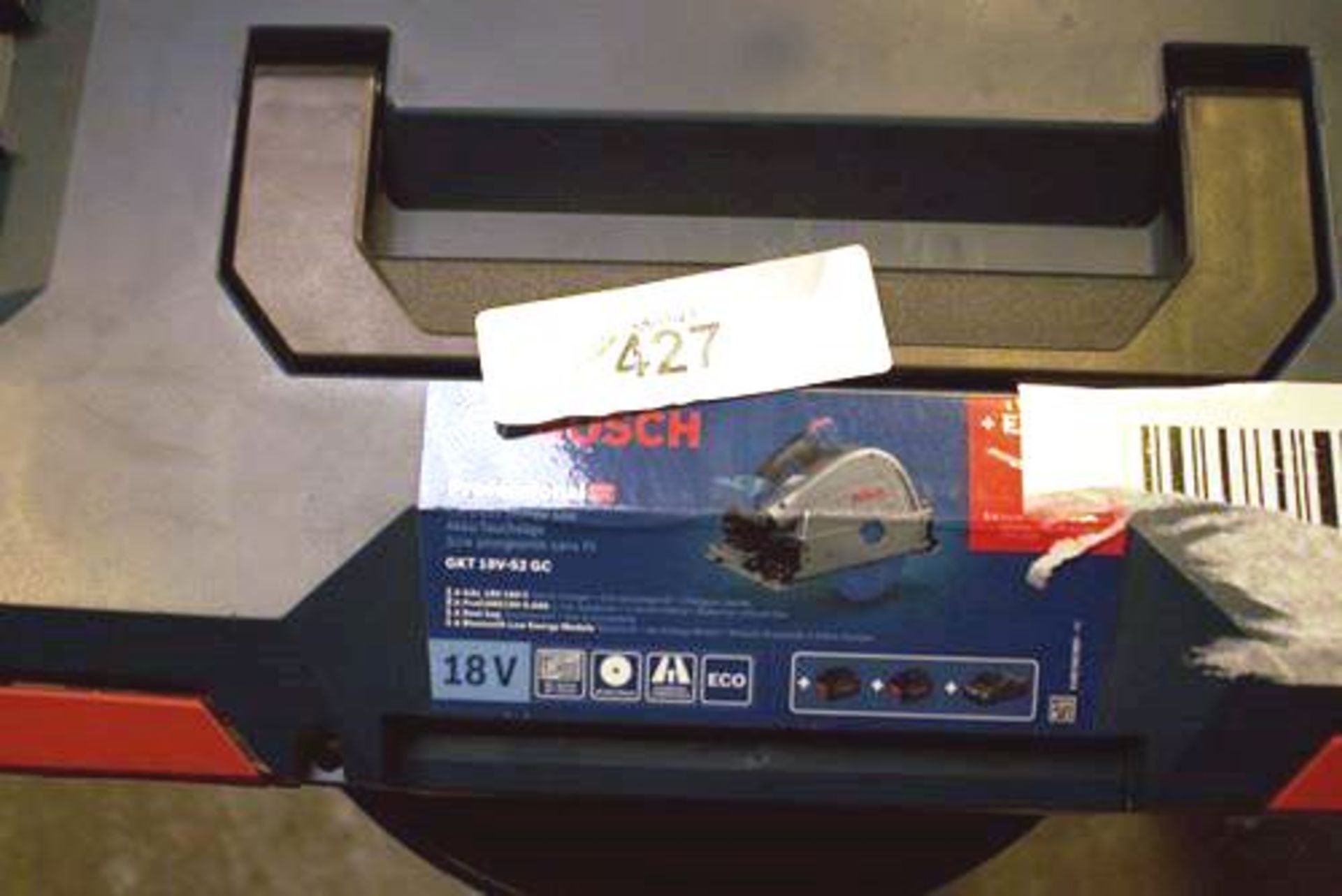 1 x Bosch Professional GKT 18V-52 GC plunge saw with plastic carry case, 2 x 18V batteries and