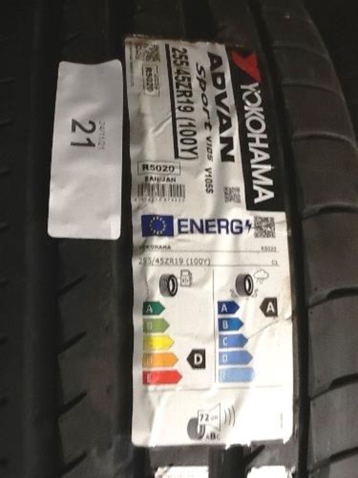 2 x Yokohama Advan Sport 105S tyres, size 255/45ZR19 (100Y), code R5020 - New with labels (GS16)