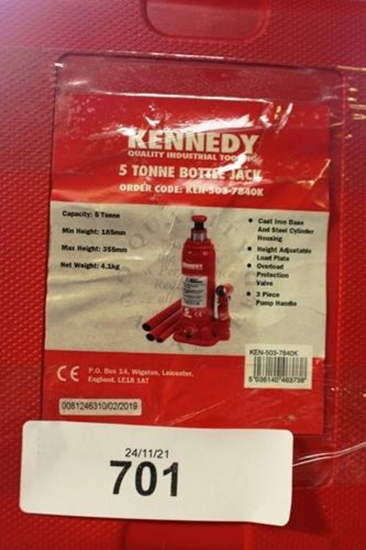 1 x Kennedy dent puller set, 1 x Kennedy 5T and 1 x 2T bottles jacks and 1 x ALB 30558 vacuum - Image 3 of 4