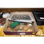 A tray of various British and other coinage