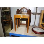 A small oak stool and a triptych mirror