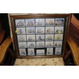 A framed collection of players old naval prints cigarette cards