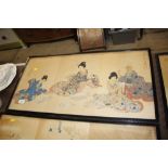 Yoshu Chikanobu an Oban triptych circa. 1900 depic