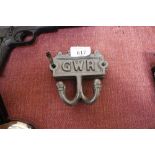 Three double GWR robe hooks (124)