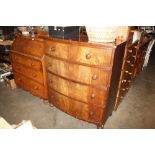 A mahogany 19th Century bow fronted chest fitted t