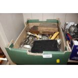 A box of various miscellaneous cutlery