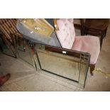 Two Venetian style bevel glass wall mirrors