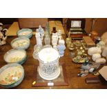 A quantity of various crested china; old glass bot