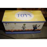 A painted and decorated toy box
