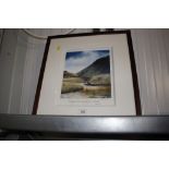 A framed watercolour entitled "Stream in the Gramp