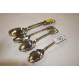 Five silver teaspoons