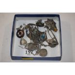 A tray of silver and white metal jewellery etc.