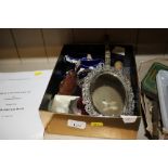 A plated hand mirror; ceramic shoes etc.