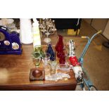 A collection of various coloured glassware etc.